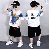 Boys' Summer Loose Sports Clothes Middle And Big Children's Two Piece Set