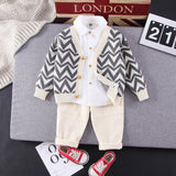 Boys And Girls Wave Sweater Cardigan Lapel