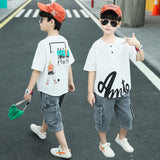 Children's Short Sleeved Suit Boys Summer Handsome Sports Clothes Trend