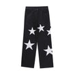 Five Pointed Star Flocking Embroidered Jeans For Men