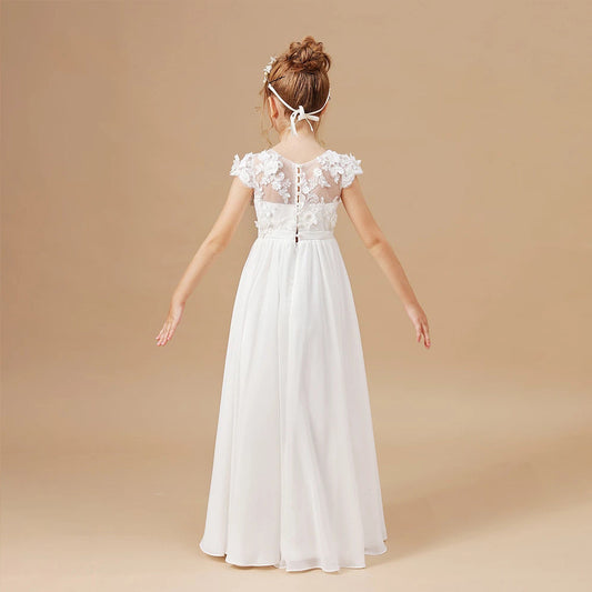 Kids Dress Ladies White Flower Girl Wedding