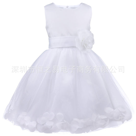 Luxury Girl Dress Flower Bow Belt