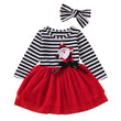 Striped Flower Santa Claus Mesh Skirt