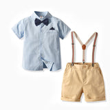 Boys' Short-sleeved T-shirt Suspender Pants