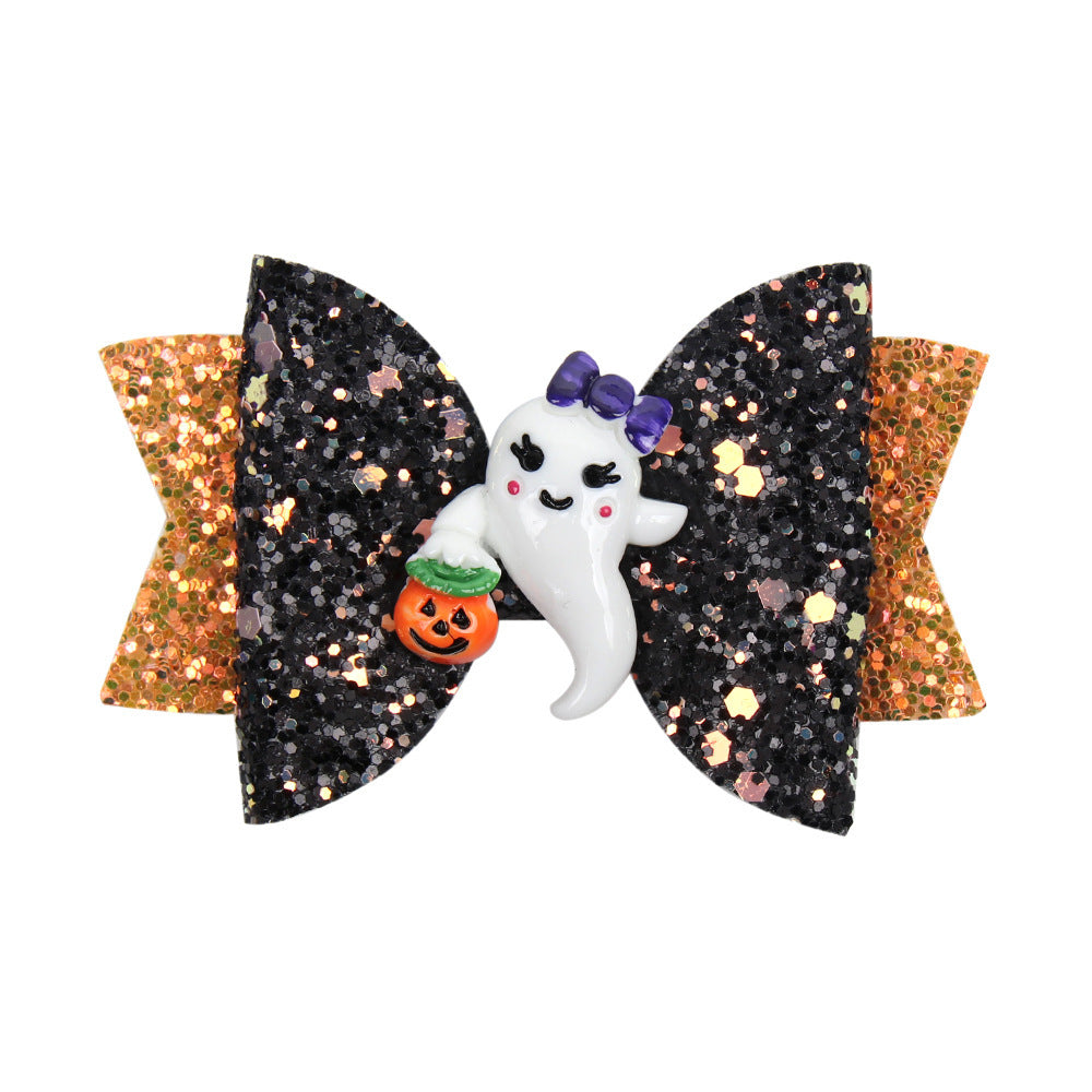 Cartoon Cute Sweet Bow Printed Grosgrain Ghost Pumpkin Spider Hairpin