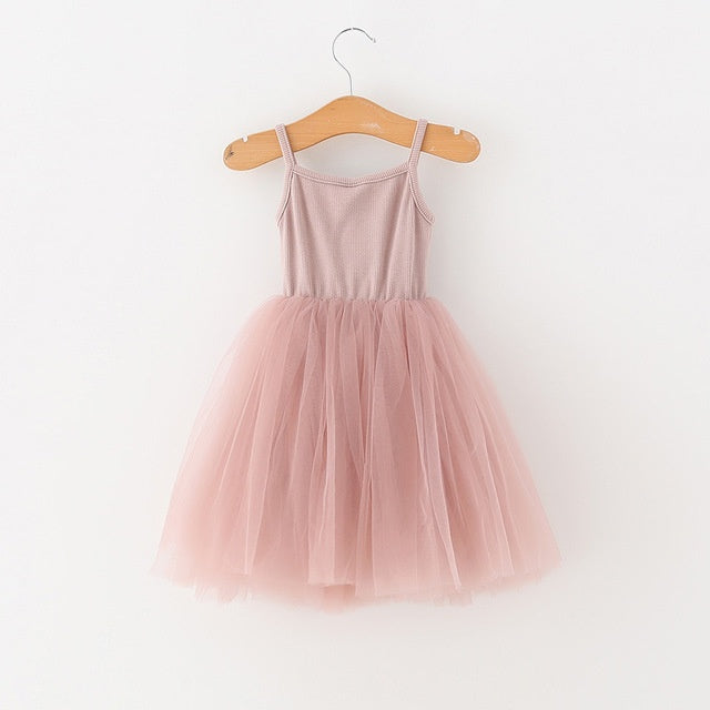 Girls' suspender mesh dress