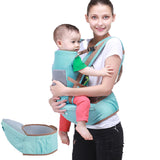 Hugging summer baby holding waist stool strap