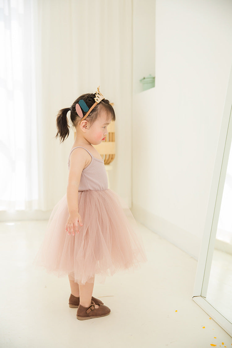 Girls' suspender mesh dress