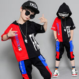 Children's clothing summer new boy short-sleeved suit in the big boy summer Korean version of the boy stitching sportswear tide