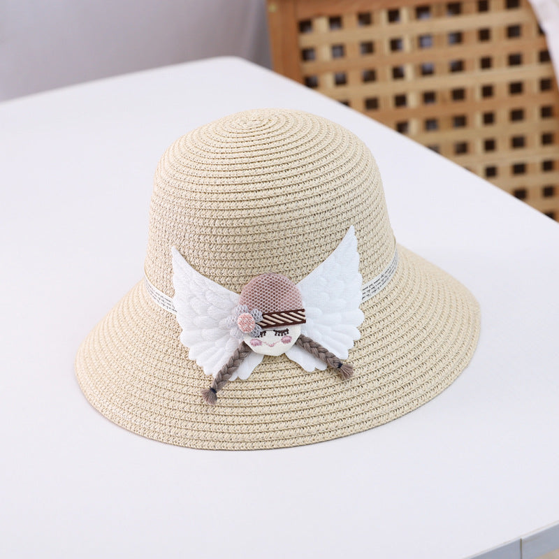 Children's straw hat bag set