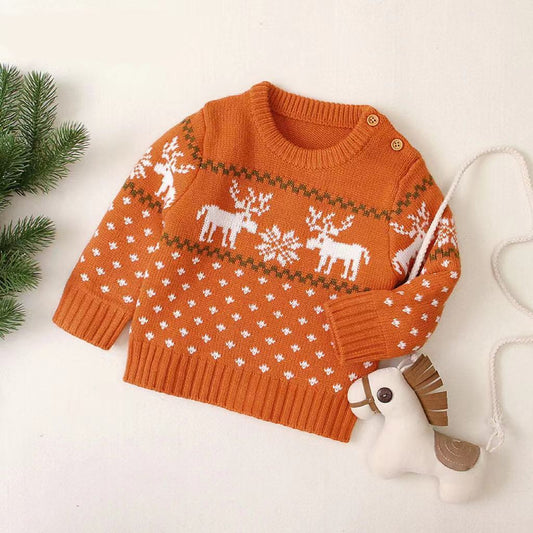 Boy's Christmas Giraffe Pullover Sweater