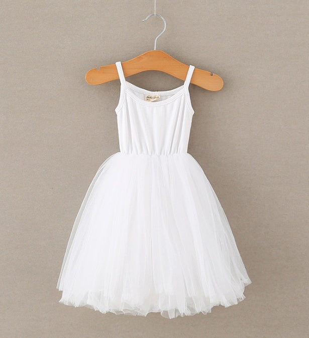 Girls' suspender mesh dress