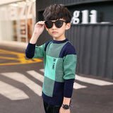 Boys' Casual Large Plaid Sweater, Medium And Large Children's Sweater