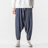 Chinese Style Men's Cotton And Linen Harlan Cropped Trousers