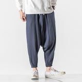 Chinese Style Men's Cotton And Linen Harlan Cropped Trousers