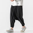 Chinese Style Men's Cotton And Linen Harlan Cropped Trousers