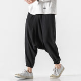 Chinese Style Men's Cotton And Linen Harlan Cropped Trousers