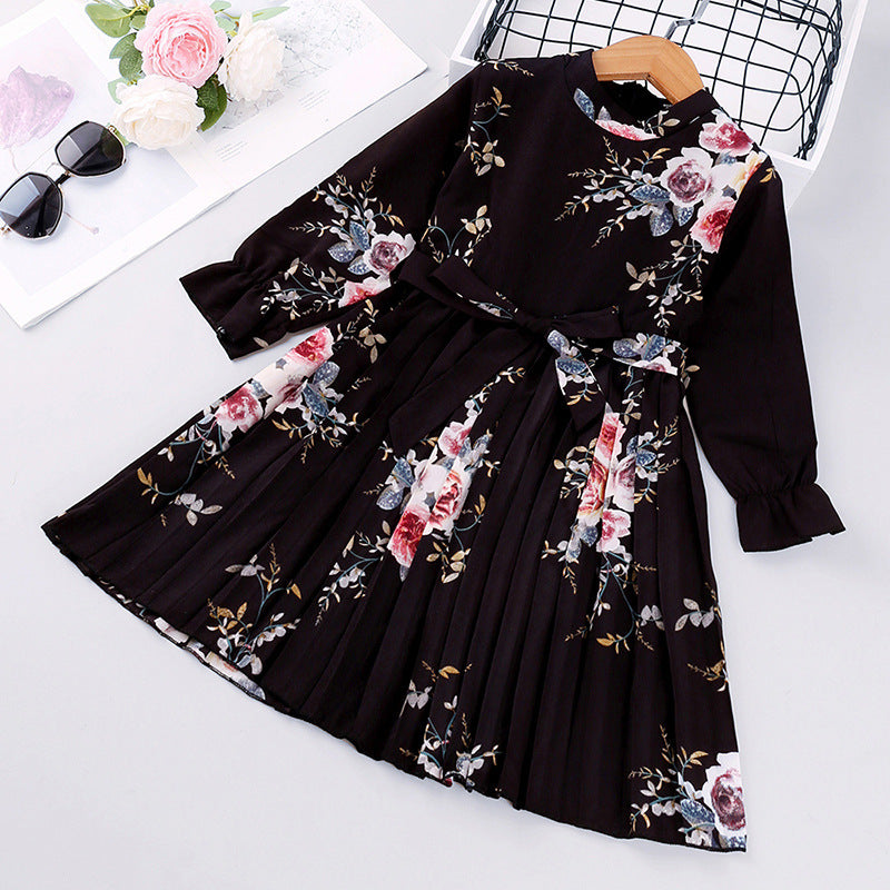 Explosive Kids Korean Printed Long Sleeve Children's Princess Dress