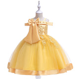 One Shoulder Strap Dress Girls Bow Princess Dress