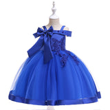 One Shoulder Strap Dress Girls Bow Princess Dress