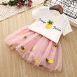 Pineapple T-shirt Pineapple Embroidered Short Skirt Girl Suit