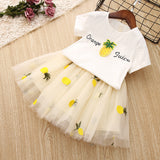 Pineapple T-shirt Pineapple Embroidered Short Skirt Girl Suit