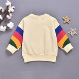 Western Style Rainbow Print Long Sleeved Round Neck Children's Clothing For Boys And Girls