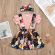 Children's Clothing Children's Summer Solid Color Pit strip Short-sleeved Top Suspender Skirt