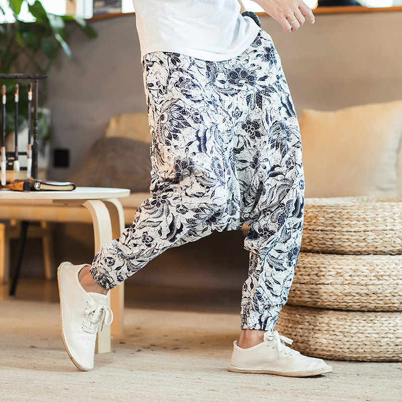 Loose Hip-Hop National Style Linen Casual Pants Men Loose