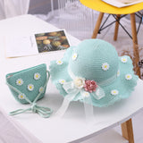 Straw Woven Ribbon Flower Sunshade Hat Fisherman Hat Parent-Child Sun Protection