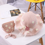 Straw Woven Ribbon Flower Sunshade Hat Fisherman Hat Parent-Child Sun Protection