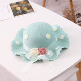 Straw Woven Ribbon Flower Sunshade Hat Fisherman Hat Parent-Child Sun Protection