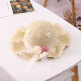 Straw Woven Ribbon Flower Sunshade Hat Fisherman Hat Parent-Child Sun Protection