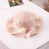 Straw Woven Ribbon Flower Sunshade Hat Fisherman Hat Parent-Child Sun Protection