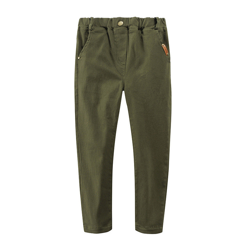 Children's Stretch Cotton Trousers Slim-Fit Middle-Aged Boys And Boys' Trousers