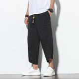 Chinese Style Cotton And Linen Pants Striped Plus Size Loose Harem Bloomers Men