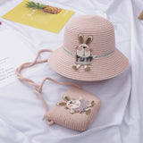 Cute Rabbit Decoration Bag Two-Piece Straw Hat