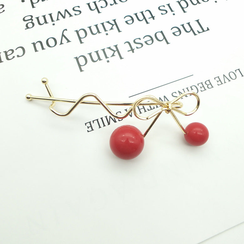 Korean Hair Accessories Ladies Hairpin Red Cherry Hairpin