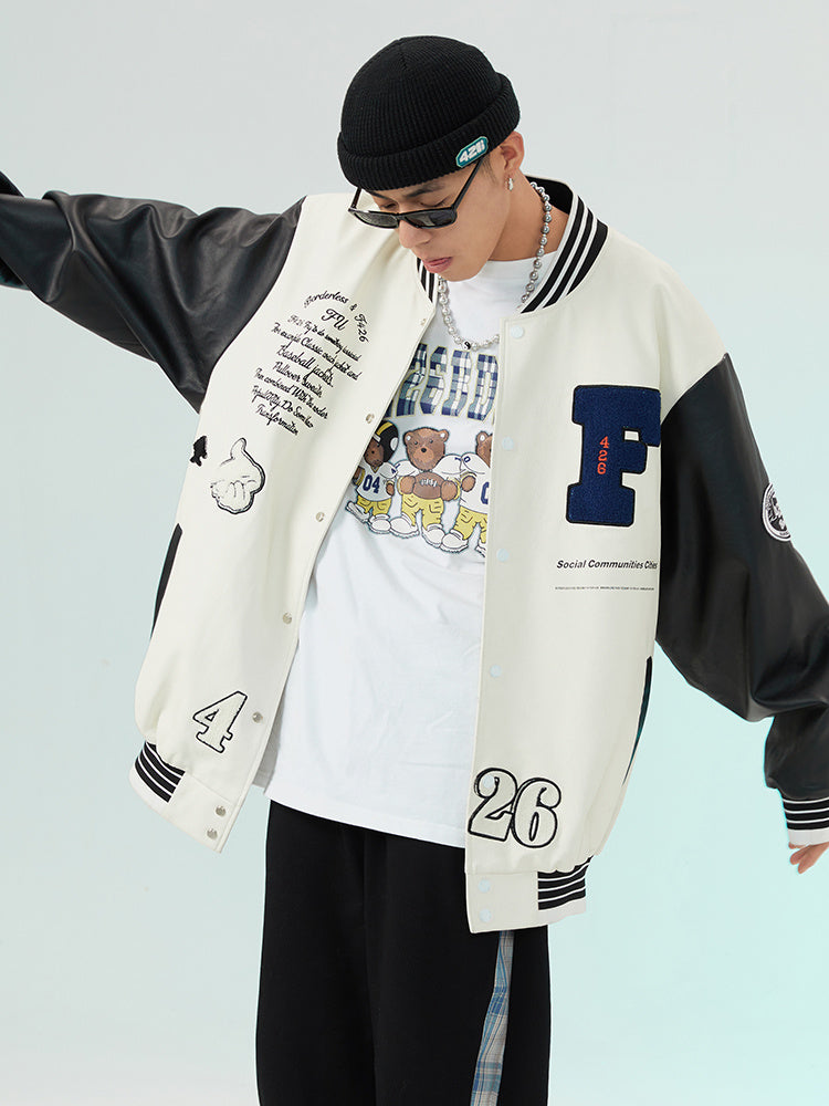 Oversized White Varsity Jacket