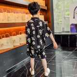 Boys Summer Clothes Net red Suit Handsome New Style Foreign Fashionable Children Big Boy Summer Short-sleeved Korean Style Tide Brand