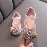 Girls' Leather Shoes Spring And Autumn Style Single Shoes Rhinestone Princess Shoes Performance Shoes