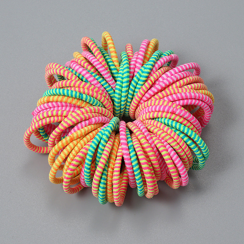 100 Children's Hair Tie Hair Rope Girl Candy Color Rubber Band