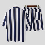 Summer Short Men's Striped Beach Pajamas Suit