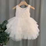 Bara Girls Dress Dress Summer Baby Foreign Style Baby White Fluffy Gauze Skirt Princess Dress