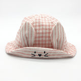 Small Fine Grid Love Rabbit Ears Basin Hat Baby Fisherman Hat Sun Hat Baby Hat Baby Hat Beanie