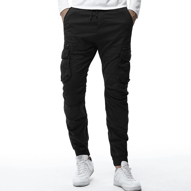 Tethered Elastic Waist Casual Cargo Trousers