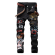 Jeans Slim Graffiti Print Plus Size Trousers Men