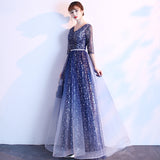 Starry Sky Evening Dress Female Summer New Temperament Long Model Host Banquet Anniversary Chorus Performance Dress