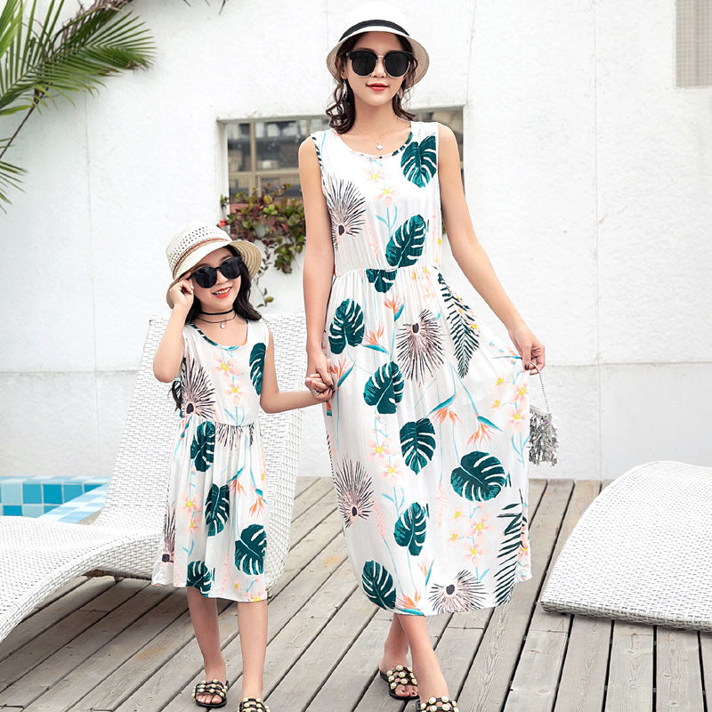 Mother And Daughter Vacation Beach Vest Long Skirt