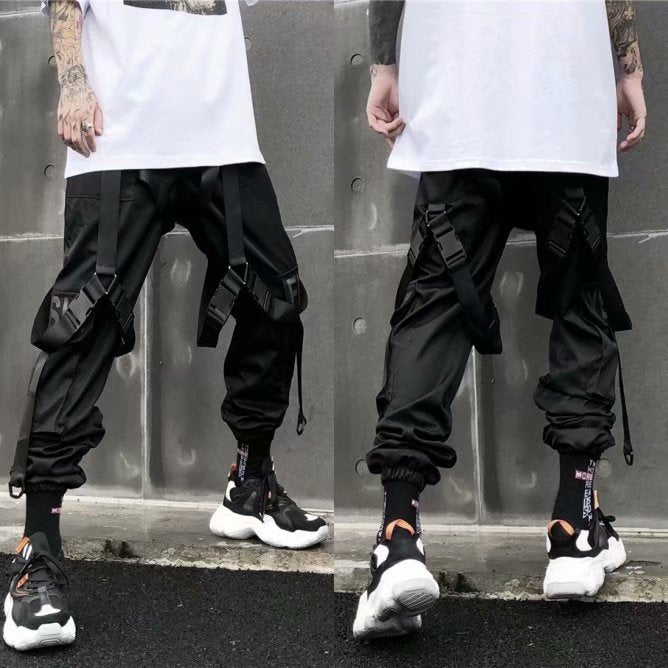 Functional Overalls Dark Functional Pants Paratrooper Pants Hip-Hop All-Match Casual Pants Men